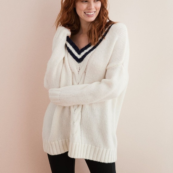 aerie Sweaters - Aerie Oversized V-Neck Sweater Natural